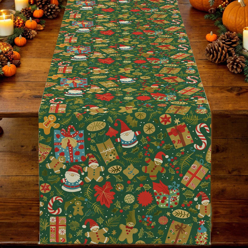 Axyaa Christmas Cartoon Table Runner for Festive Kitchen Decor