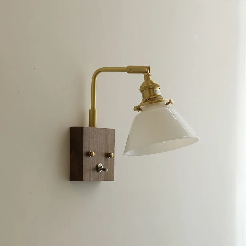 Axyaa Nordic LED Wall Lamps Walnut Glass Stair Light Fixtures for Home Décor