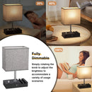 Axyaa Grey Bedside Lamp with USB C Ports and Phone Stands