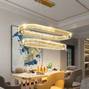 Axyaa Crystal Chandelier Pendant Light - Modern Luxury Dimmable LED Oval Lustre