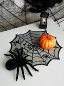 Axyaa Halloween Spider Web Lace Placemats for Gothic Party Table Decor
