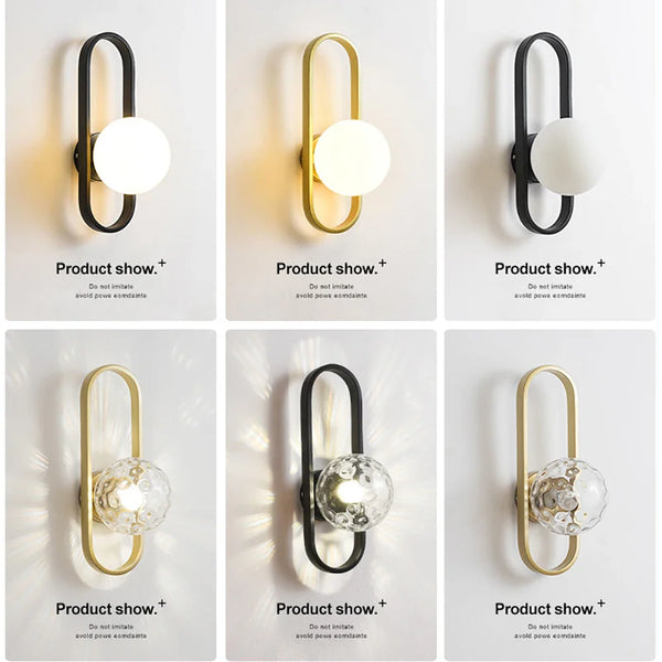 Axyaa Minimalist Glass Wall Lamp for Bedroom, Balcony, and Corridor - Modern Indoor Art Lighting