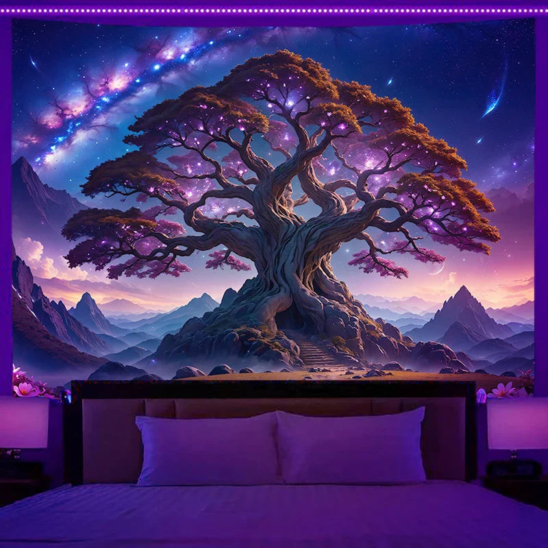 Axyaa Starry Sky Planet City Tapestry Room Decoration