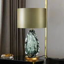 Axyaa Glass Table Lamp White Gold Color Fabric Lampshade Study Living Bedroom Desk Light