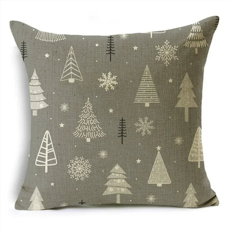 Axyaa Christmas Throw Pillow Covers - Zigzag Reindeer Red Pillowcase