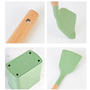 Axyaa Silicone Kitchen Utensils Set - Non-stick Cookware Spatula, Egg Beaters, Shovel & Wooden Handle