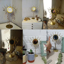 Axyaa Evil Eye Table Mirror: Gold Boho Makeup Mirror for Living Room and Bedroom