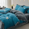 Axyaa 2024 Solid Color Milk Fleece 4-Piece Set with Wide Edge Craft & Flannel Quilt Cover