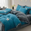 Axyaa 2024 Solid Color Milk Fleece 4-Piece Set with Wide Edge Craft & Flannel Quilt Cover