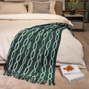 Axyaa Green Christmas Textured Knit Blanket with Tassel - Cozy & Lightweight