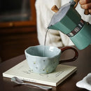 Axyaa Hand-painted Flower Ceramic Coffee Cup - Cute Style Porcelain Mug