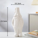 Axyaa Dwarf Shape Ceramic Vase for Flowers - Room Aesthetic Decor and Artificial Flower Arrangement