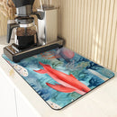 Axyaa Marine Whales Desk Drain Pad, Heat Resistant Non-slip Kitchen Drying Mat