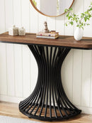 Axyaa Geometric Metal Base Console Table, 39-Inch Industrial Entryway Accent Sofa Table
