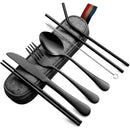 Axyaa Stainless Steel Camping Utensil Set with Travel Case