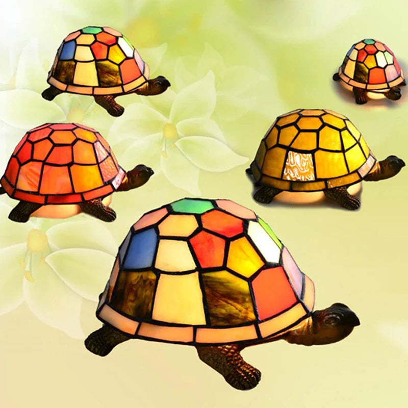 Tiffany Glass Turtle Night Light Lamp for Kids Room Desk Decor Axyaa Brand