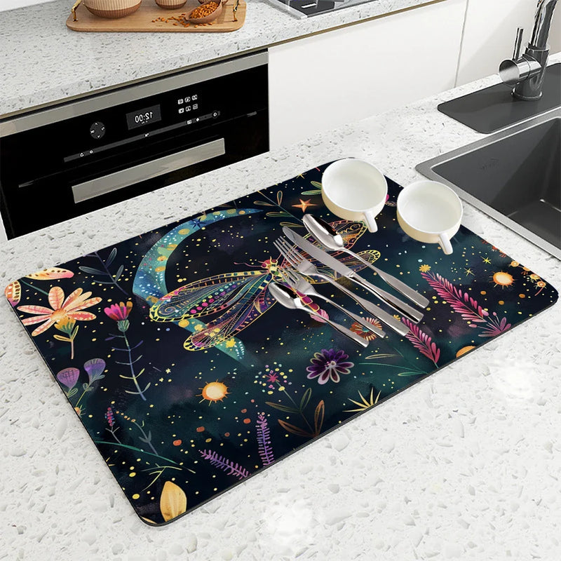 Axyaa Absorbent Non-slip Draining Mat for Kitchen and Bathroom