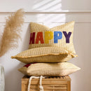 Embroidered Happy Home Pillow Cover by Axyaa for Living Room & Bedroom
