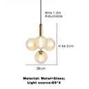 Axyaa Nordic Glass Pendant Light - Modern Gold Black Hanging Lamp for Home Interiors