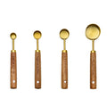 Axyaa Stainless Steel Measuring Cups & Spoons Set with Wooden Handle
