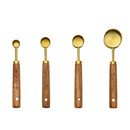 Axyaa Stainless Steel Measuring Cups & Spoons Set with Wooden Handle