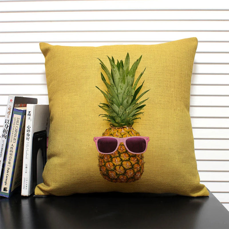 Axyaa Cactus Pineapple Pattern Cushion Cover 45x45 Linen Pillowcase