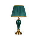 Axyaa Chinese Green Ceramic Table Lamp with European Cloth Shade