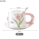 Axya Hand-painted Flower Ceramic Mug Set - Set of 2