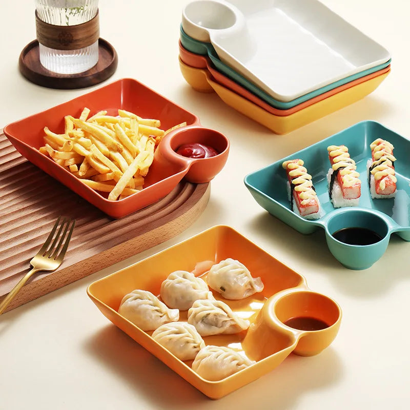 Axyaa Dumpling Dish Set - Home Creative Plastic Fried Chicken Plate Plate
