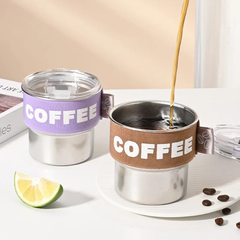 Axyaa Stainless Steel Insulated Coffee Mug Lid Leakproof Portable Water Cup