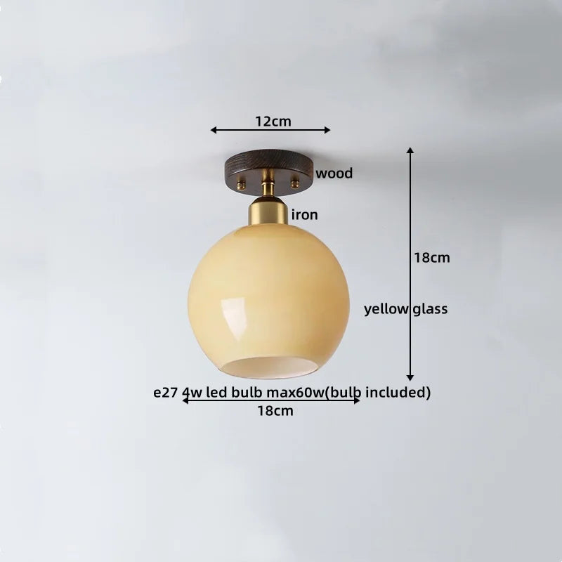 Axyaa Japanese Style LED Ceiling Lamp Iron Glass Modern Ceiling Light Home Decor
