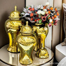 Gold Ceramic Vase Decor for Home - Axyaa General's Jar Decoration - Floor Standing