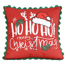 Axyaa Christmas Letter Print Fleece Pillow Cover with Curved Lace - Home Decor