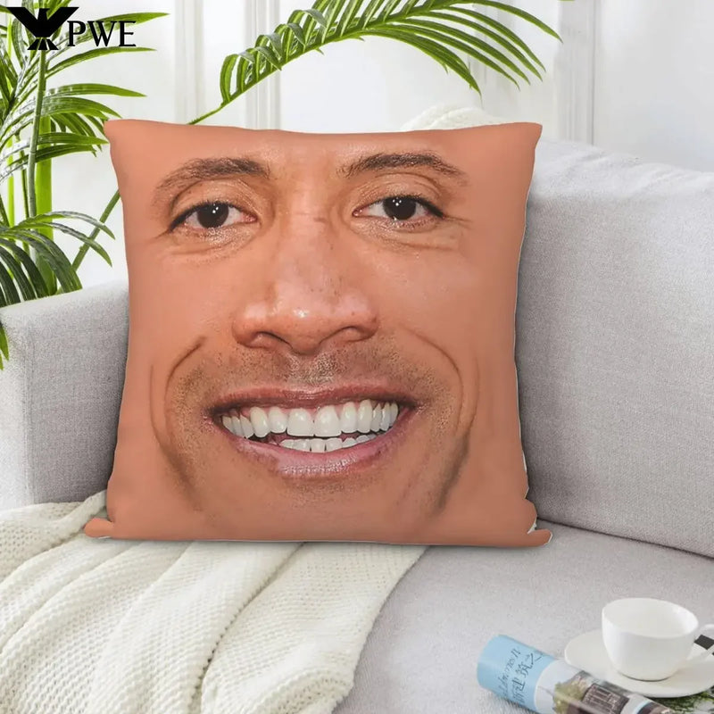 Dwayne Johnson Rock Face Cushion Cover for Sofa by Axyaa - Home Decor Pillowcase
