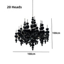 Axyaa Black White Beads Chandelier Moon Tears Pendant Luxury Kitchen Hanging Lamp