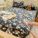 Axyaa Polka Dot Printed Milk Fleece Fitted Sheet - Thermal Mattress Cover