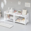 Axyaa Double Layer White Desktop Storage Rack for Desk Organization