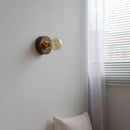 Axyaa Vintage LED Wall Lamp Pull Chain Switch Plug, Walnut Ash Wood Copper