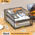 Axyaa Metal Mesh 3-Tier Desk File Organizer - Space-Saving Paper Storage Rack