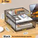 Axyaa Metal Mesh 3-Tier Desk File Organizer - Space-Saving Paper Storage Rack