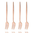 Axyaa Gold Fruit Cake Set: Mirror Stainless Steel Tea Fork, Snack Dessert, Small Salad Cutlery