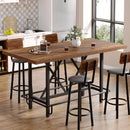 Axyaa Rectangular Counter Height Dining Table for 6 with Metal Footrest, 35.43" Tall