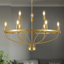 Axyaa Brass 9-Light Chandelier Gold Finish Geometric Ceiling Light for Dining & Living Room