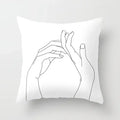 Minimalist White Pillow Cover - Axyaa Portrait Sketch Nordic Cushion