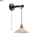 Axyaa Antique Gold Brass LED Wall Sconce Light Black Walnut White Ceramic