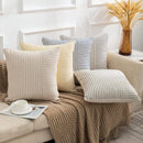 Axyaa Modern Striped Linen Pillow Covers 18x18 Square Throw Patchwork Decor