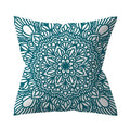 Teal Blue Green Floral Stripe Geometric Pillowcase by Axyaa for Home Decor