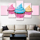 Axyaa Ice Cream Cupcake Canvas Wall Art Print Set
