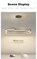 Axyaa Modern LED Round Chandelier for Dining Living Bedroom - Dimmable Ceiling Light
