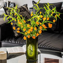 Axyaa Luxury Green Glass Vase for Living Room Decor, Retro Tulip Rose Arrangement